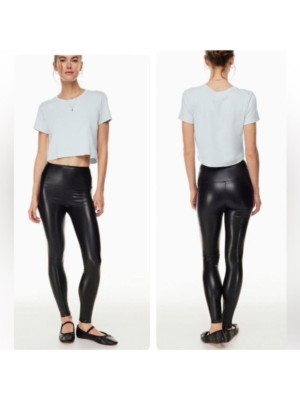 Aritzia Wilfred Free Daria faux leather high rise black leggings pants XXS